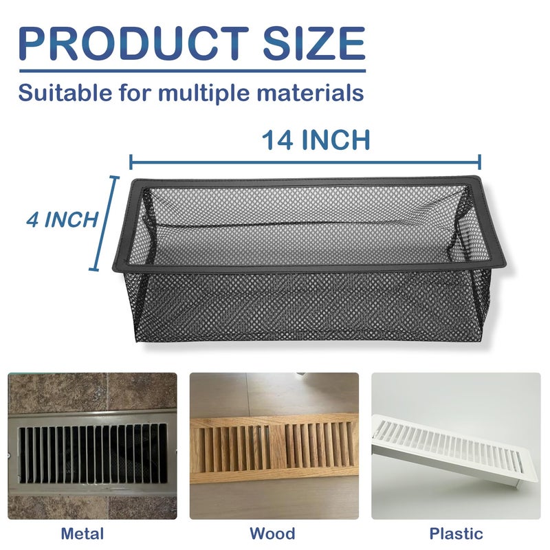 YANWEN Floor Register Trap, Air Vent Filter Mesh Catcher, Vent Screen Net Keeps Bugs, Coins, Pet Hair, Food Out (4 * 14''/ 6 Pack) - Image 2